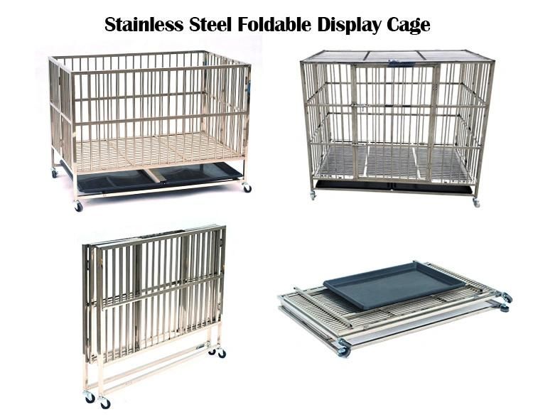 Wholesales Stainless Steel Pet Dog Crate Foldable Dog Cage