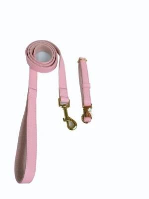 Factory Customized Microfiber Pink Two Piece Set, Dog Collar+Dog Leash