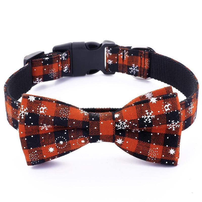 Amazon Hot Sale Pet Accessories, Breathable Christmas Pet Collar Small Medium Bow Dog Collar//