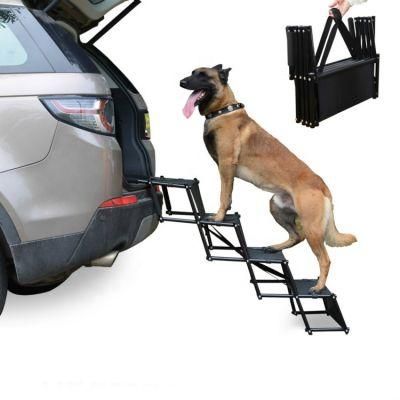 Upgraded Foldable Metal Fram 4-Step Dog Pet Ramp Car Step Stairs with Non-Slip Rubber Coating Surface