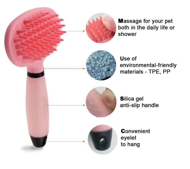Dog Massage Brush, Curry Comb for Dogs, Pet Bath Brush with Memory Gel Shedding Tools for Short to Long Smooth Hair
