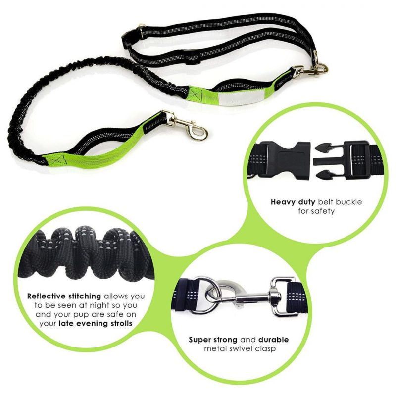 Retractable Hands Free Dog Leash – Dual Handle Bungee Waist Leash for up to 150 Lbs Large Dogsby Paw Lifestyles