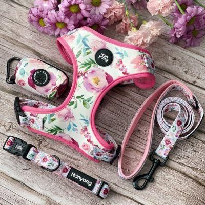 OEM Sublimation Pet Harness Set Wholesale Comfortable Handle Dog Leash Adjustable Dog Collar Custom Design Dog Harness