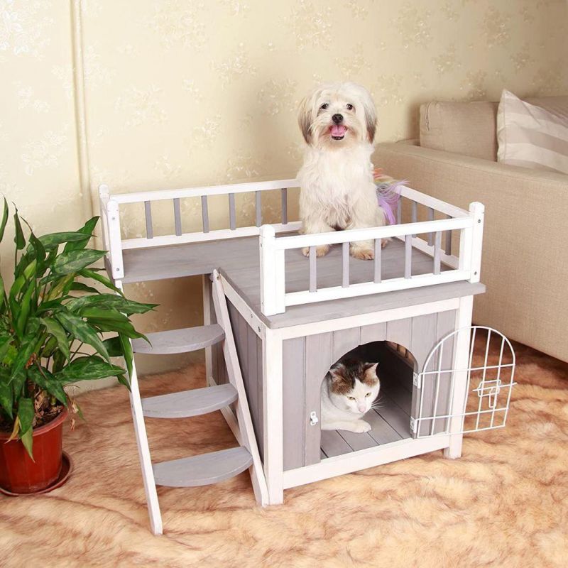 Two Layers Small Wooden Cat House