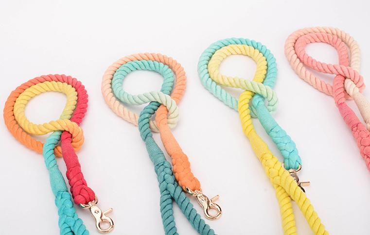 Dog Accessories Cotton Ombre Rope Dog Lead Soft Cotton Leash Rope Dog Lead, Rope Leash