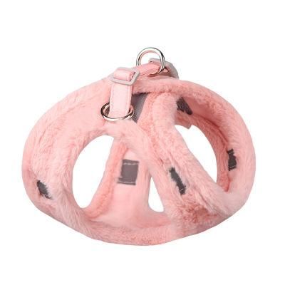Fashion New Winter Warm Plush Imitation Rabbit Fur Pet Dog Chest Harness with Reflective Effect for Small Dogs