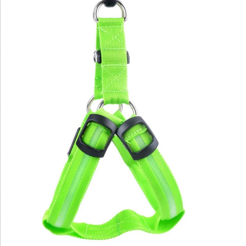 LED Flashing Dog Walking Belt Harness Strong Nylon Webbing Tether Pet Safety Collar Comfortable Strap Vest for Large Medium Dog