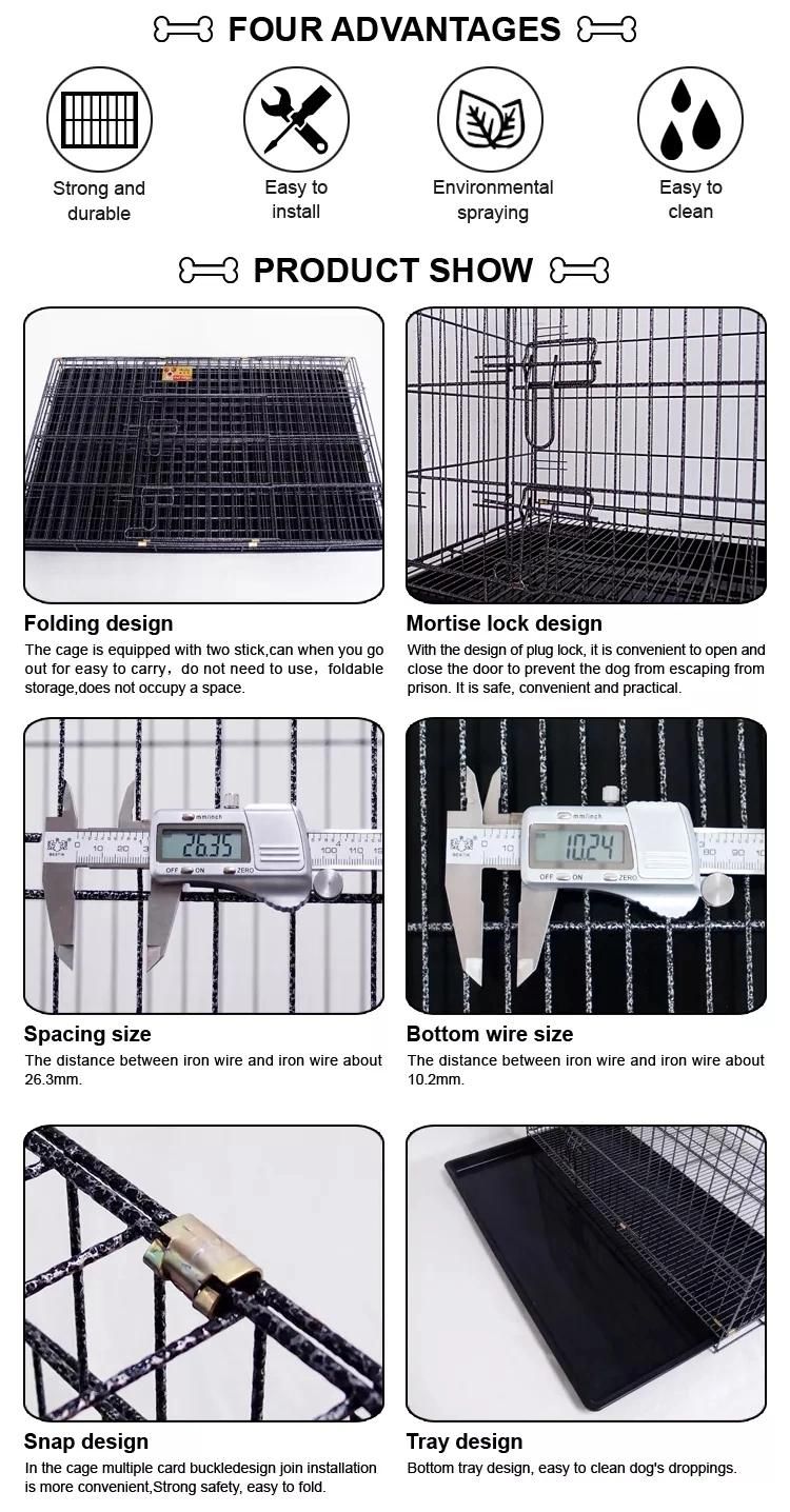 Hot Sale in American Large Foldable Double Door Dog Cage with Skylight Indoor Pet Cage Kennel