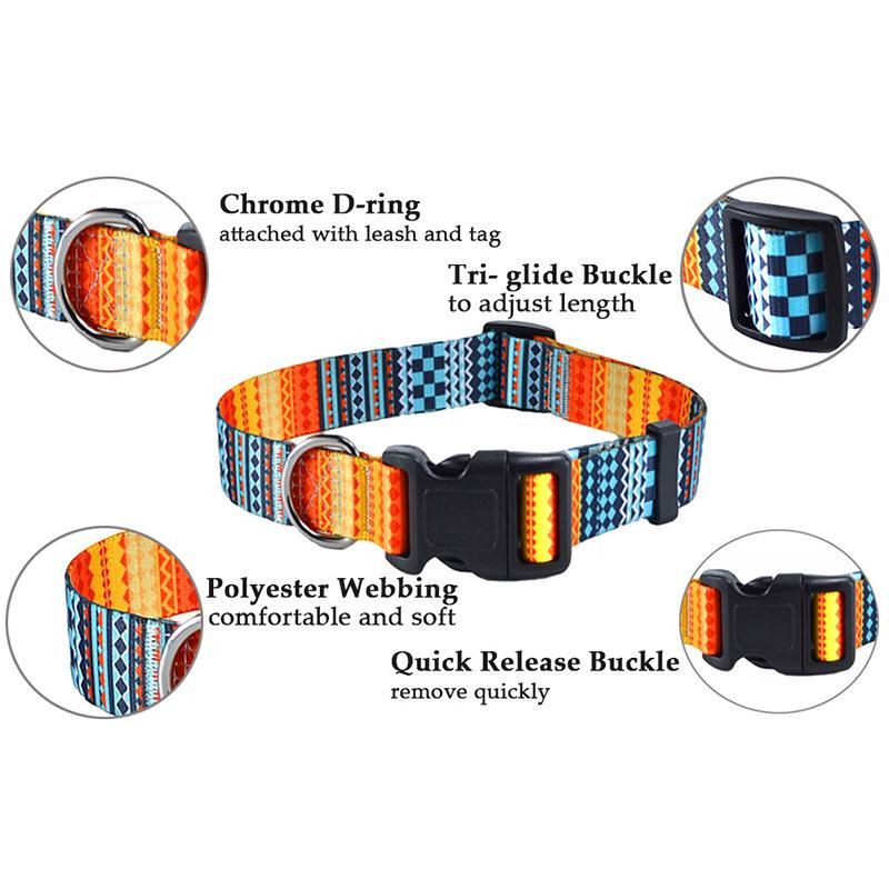 Bohemia Pattern Pet Collar Soft Lightweight Dog Collar