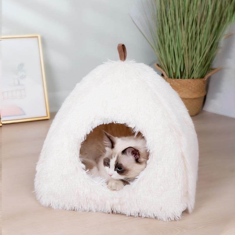 Indoor Nest Warm Breathable Firm Durable 2 in 1 Foldable Comfortable Triangle Semi-Closed Pet Tent Soft Cat Bed Cave