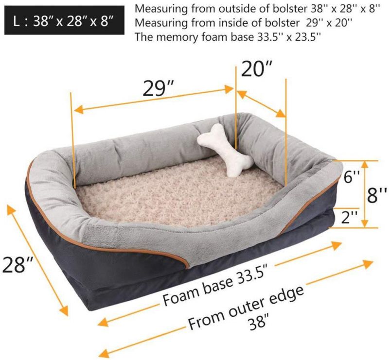 Orthopedic Dog Bed Memory Foam Pet Beds with Removable Washable Cover