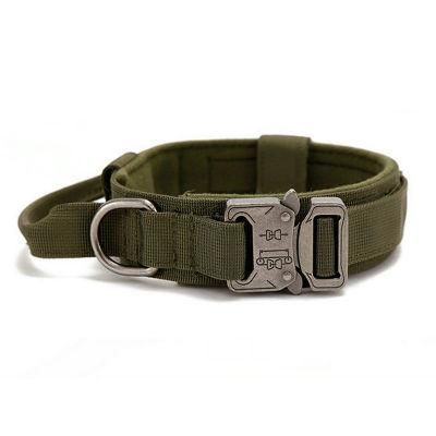 Manufacturer Best Selling Nylon Adjustable Tactical with Handle Metal Buckle Pet Collar for Dogs
