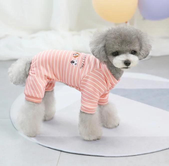 Pet Clothes Dog Clothes Autumn Winter Teddy Small Dog Pet Winter Stripe Dog Home Clothes
