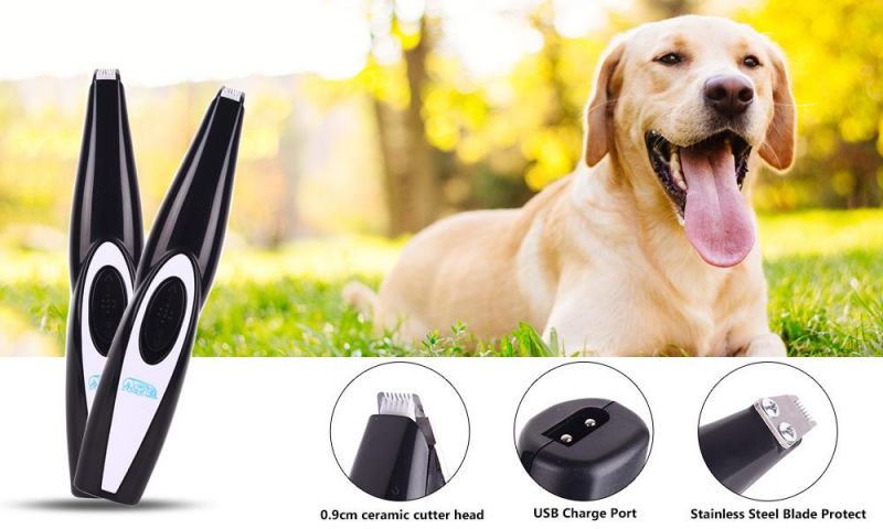 Professional USB Rechargeable Pet Cat Foot Hair Trimmer Dog Growing Clipper for Foot Butt Ear Eyes