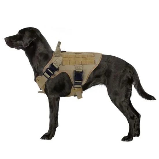 Tactical Dog Harness with 2X Metal Buckle, Working Dog Molle Vest with Handle, No Pulling Front Leash Clip, Hook and Loop for Dog Patch