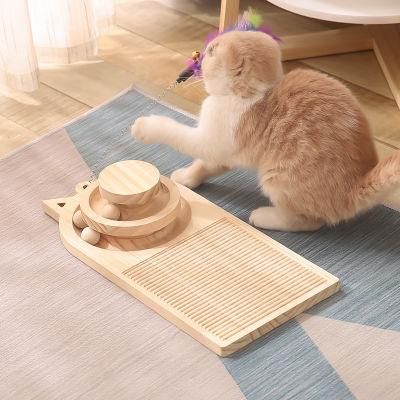 Cat Toy Cat Charmer Wand for Cat Grinding Claw Feather Bite Resistant Solid Wood Cat Scratching Board