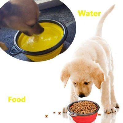 Pet Supply Food Grade Silicone BPA Free Foldable Expandable Cup Dish for Pet Cat Food Water Feeding Portable Travel Bowl