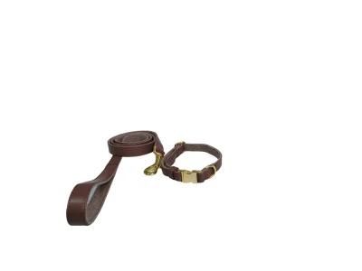 Factory Customized Microfiber Brown Two Piece Set, Dog Collar+Dog Leash