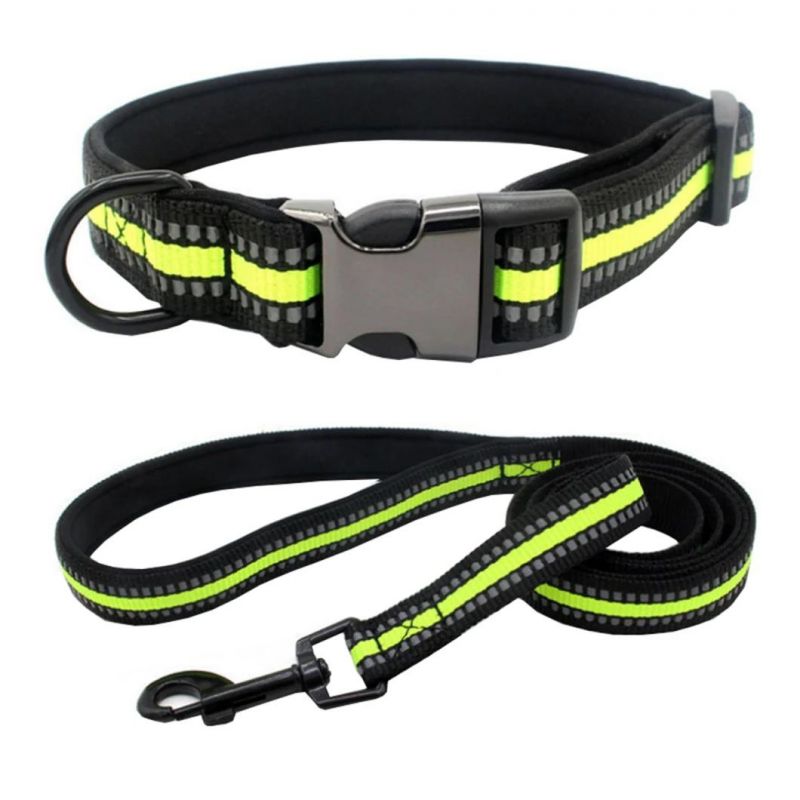 Strong Metal Buckle Dog Collar with Reflective Strips