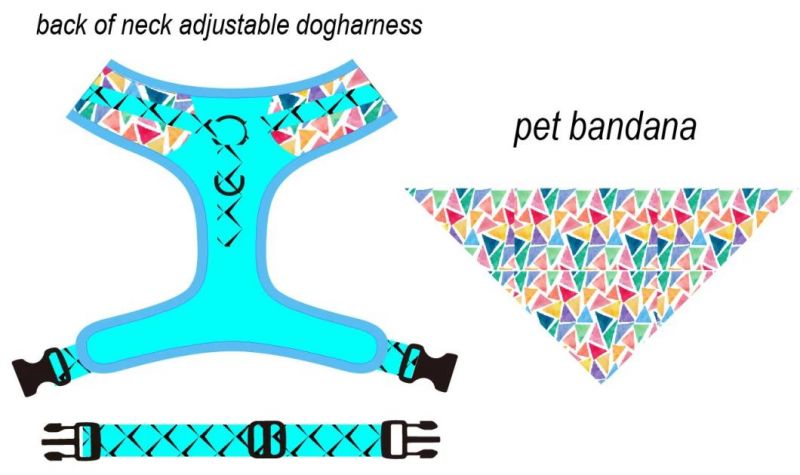 Customized Pattern Reversible Pet Dog Harness with Ajustable Accessioes for Walking The Dog
