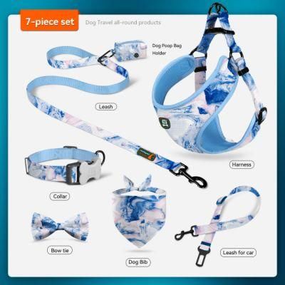 Pet Accessories Dog Leash Necklace 7 Pieces Collar Luxury Dog Harness Set