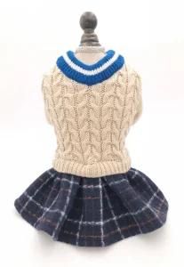 Wholesale Winter Classic Pet Sweater Dress with Carton Embroidered