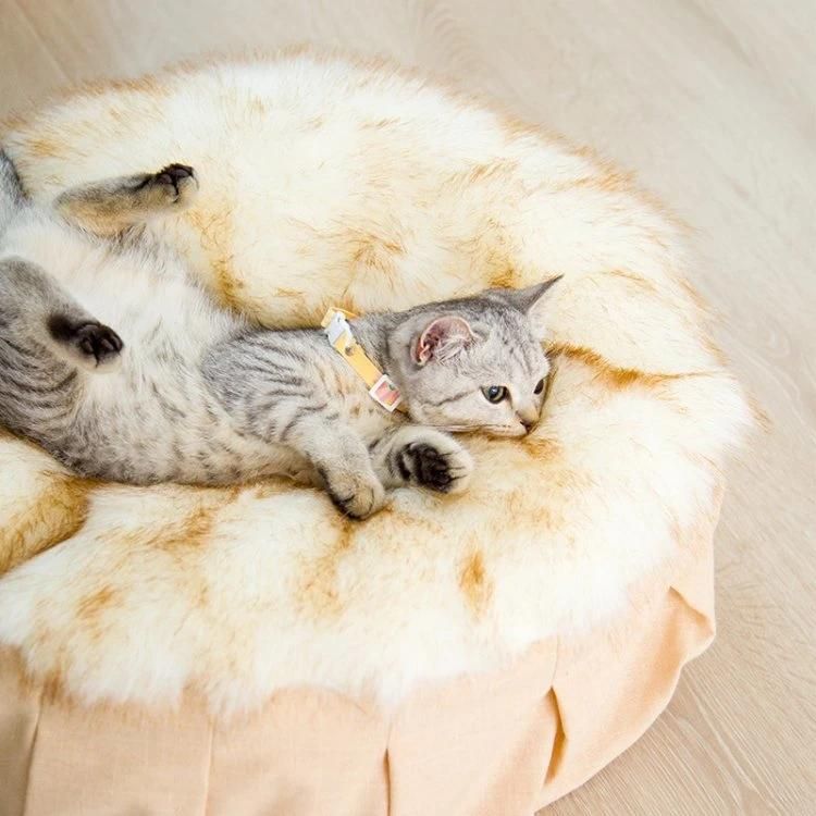 Wholesale Super Soft Comfortable Pet Beds with Faux Fur Cover Cat Mattress Round Pet Bed Dog Cushion