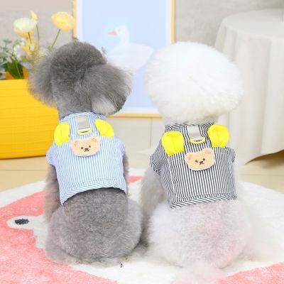 Amazon Hot Selling Pet Clothes Dog Chest Back No Leash Vest Teddy Cat Clothes Pet Clothes Vertical Bar Chest Back