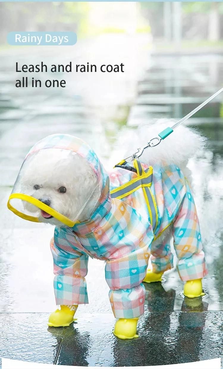 Hippie Dog Check Print Raincoat/ New Pets Clothes and Accessories Dog Waterproof Small Clothes Pet Dog Raincoat