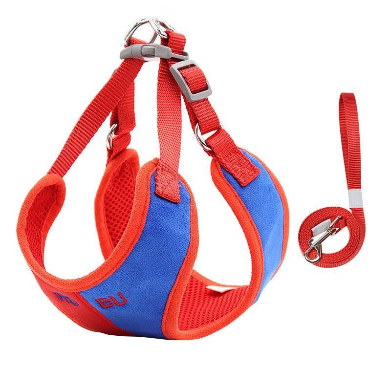 Special Two Colors Cat Harness with Pet Leash Set Soft Suede Pet Vest Harness