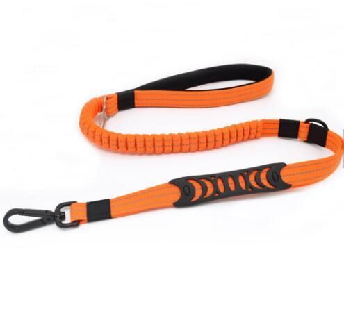 Reflective Dog Walking Training Shock Absorbing Bungee Leash with Car Seat Belt Buckle