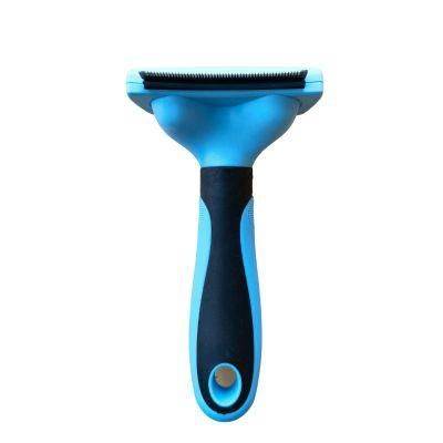Dog Cat Grooming Brush Comb Reduce Shedding Hair Pet Accessories Curved Cutter Blue-S
