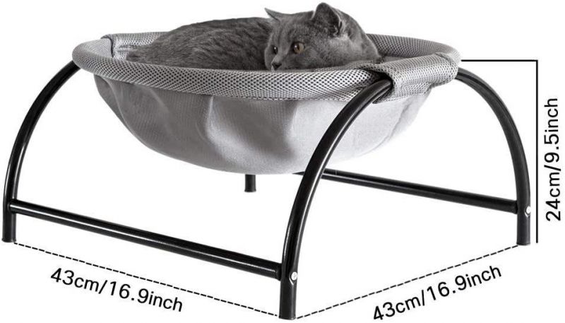 Elevated Cat Bed Pet Free-Standing Hammock Cat Breathable Hanging Nest with Detachable Cover and Heavy Duty Iron Frames