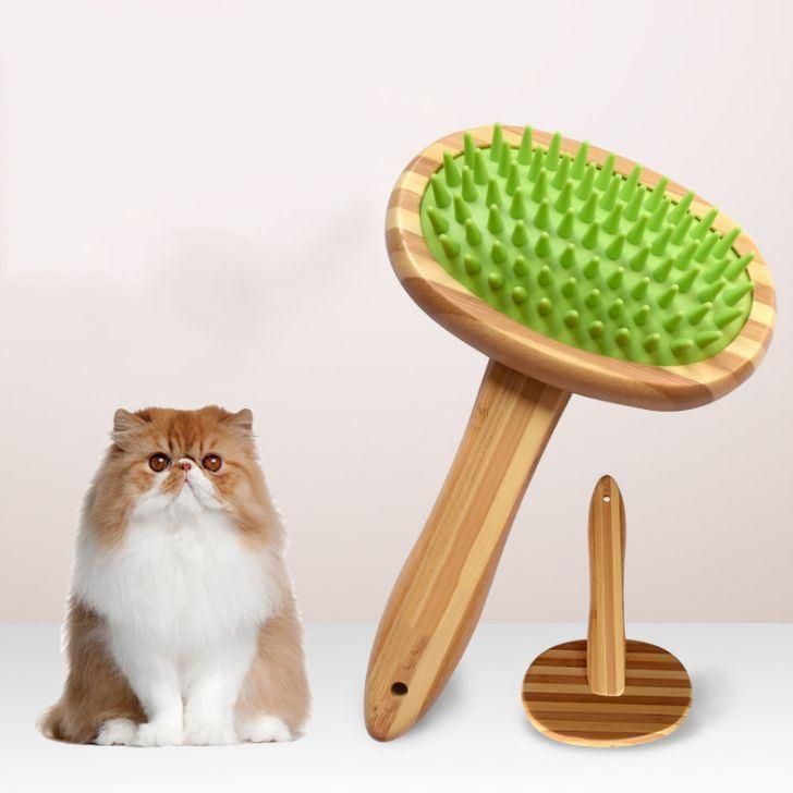 Eco Friendly Pet Brush Bamboo Silicone Massage Bath Brush BPA Free