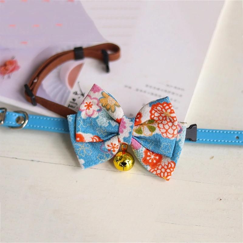 Wholesale Adjustable Kitten Dog Collar Pet Accessories Cute Japanese-Style Cat Bow Ties Collar with Bell