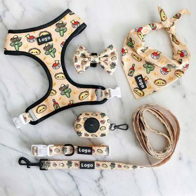 Manufacturer Custom Logo PVC Dog Harness Leash Collar Custom Patterns Dog Leash Collar and Harness for Dogs