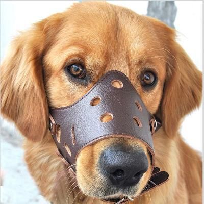 PU Leather Pet Products Adjustable Prevent Bite Pet Mask Dog Muzzle Dog Training Products