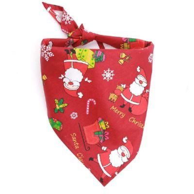 Cute Christmas Cotton Pet Dog Cat Saliva Towel Triangular Binder Scarf