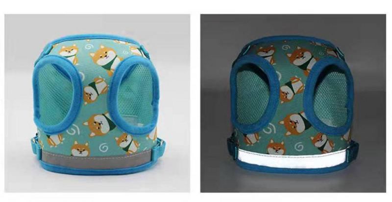 Cute Akita Pattern Dog Harness with High Reflective Tape Pet Harness Vest