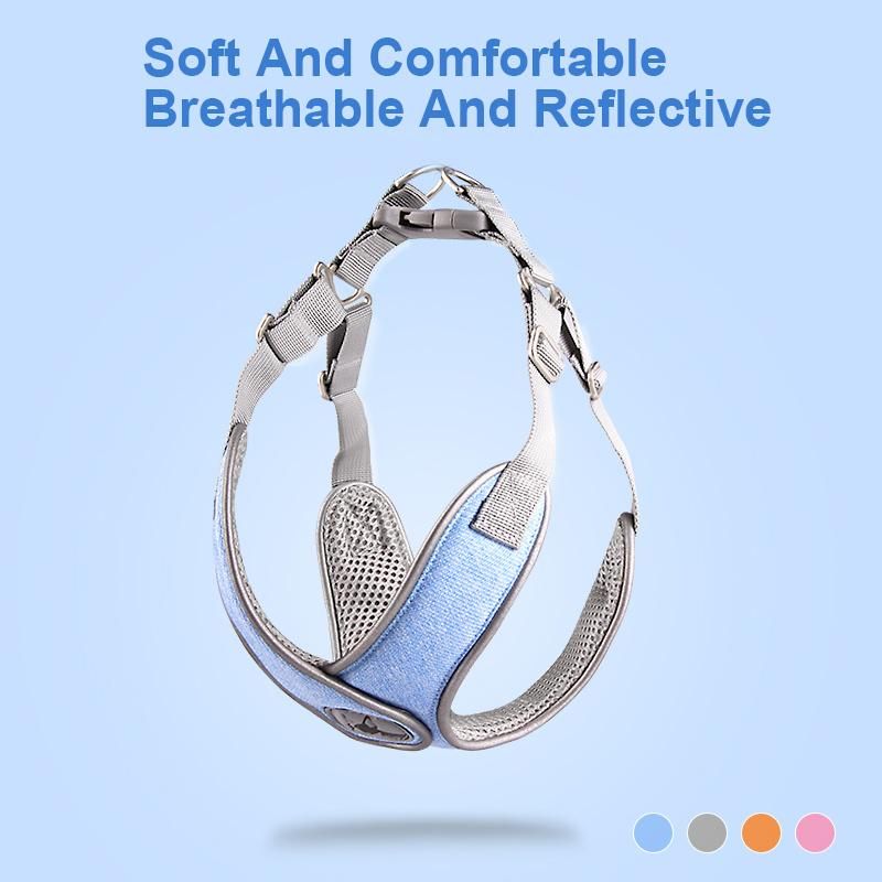 Wholesale New Solid Color, Polyester Quick Release Buckle Reflective Breathable Pet Harness for Dog