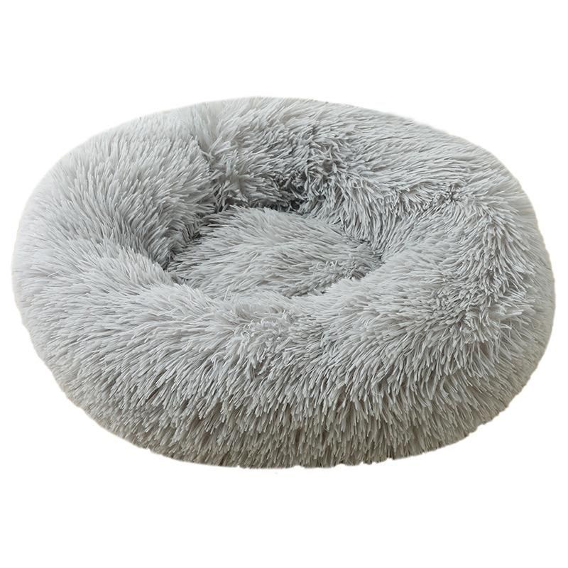 Wholesale Manufacturer Soft Luxury Plush Pink Grey White Pet Cushion Round Cat Dog Bed Pet Bag