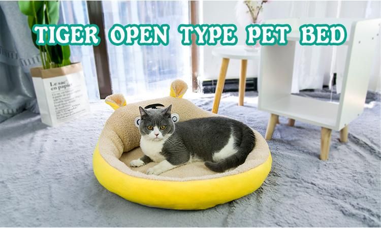 Cartoon Animal Tiger Hot Sale Non-Deformable Round Four Seasons Usable Plush Mat Washable Open Dog Cat Sleeping Mat Bed