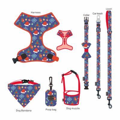 Custom Logo Dog Harness Breathable Adjustable Soft Neoprene Air Layer Dog Harness Set with Plastic Buckle