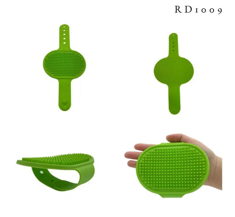 Rounded Design Durable Pet Massage Bath Brush Green