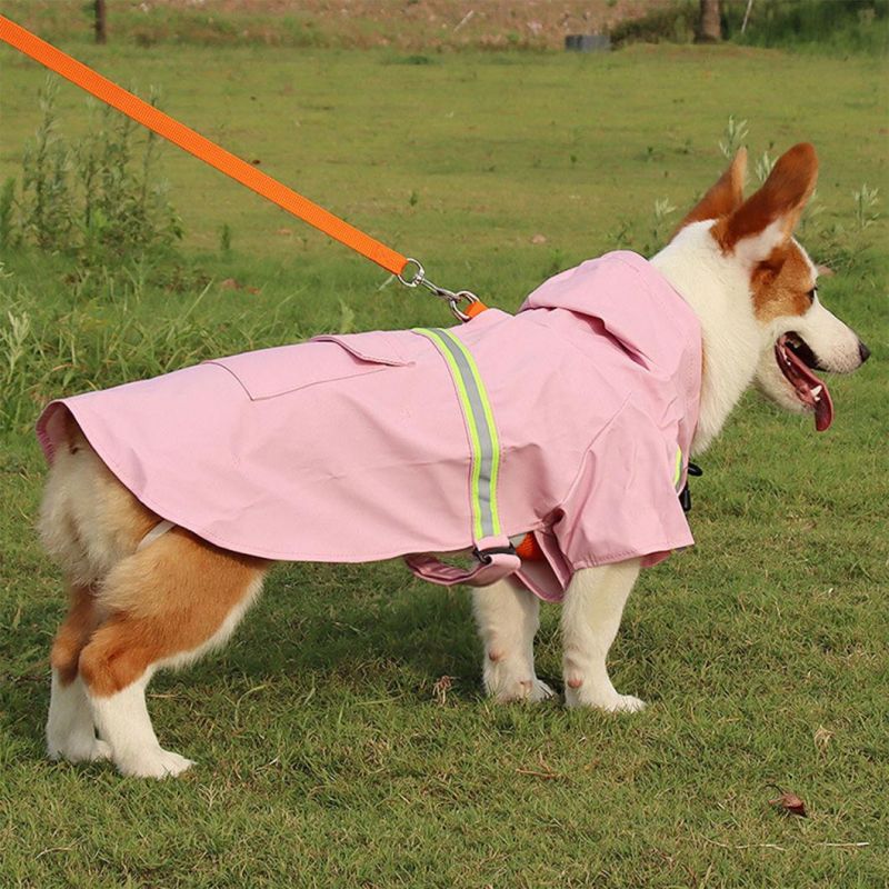 Dog Raincoat with Adjustable Belly Strap and Leash Hole