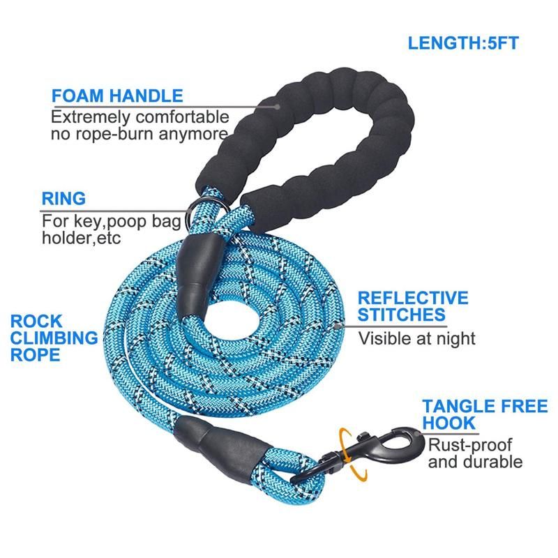 Custom Adjustable Nylon Dog Collar and Braided Rope Leash Set