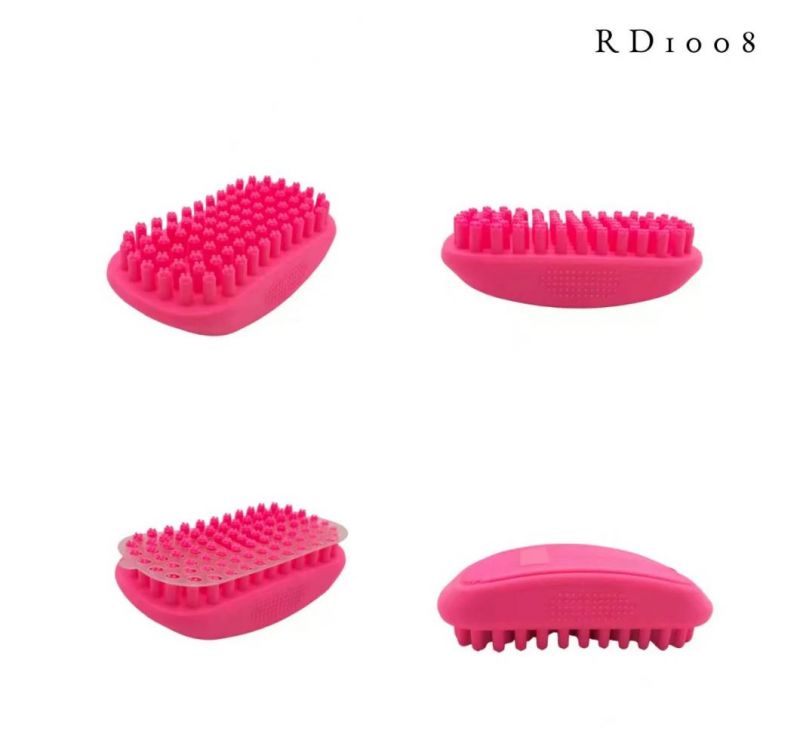 Hot Saling Small Animal Products Soft Rubber Pet Grooming&Cleaning Tools Bath Massage Brush Pink