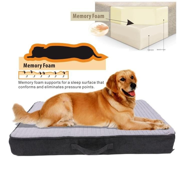 120*82*10cm Memory Foam Pet Dog Bed with Handles