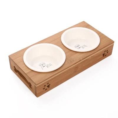 Wooden Pet Feeder for Pet Cats and Dogs Food Container Wood Is Beautiful, Convenient, Sanitary and Removable