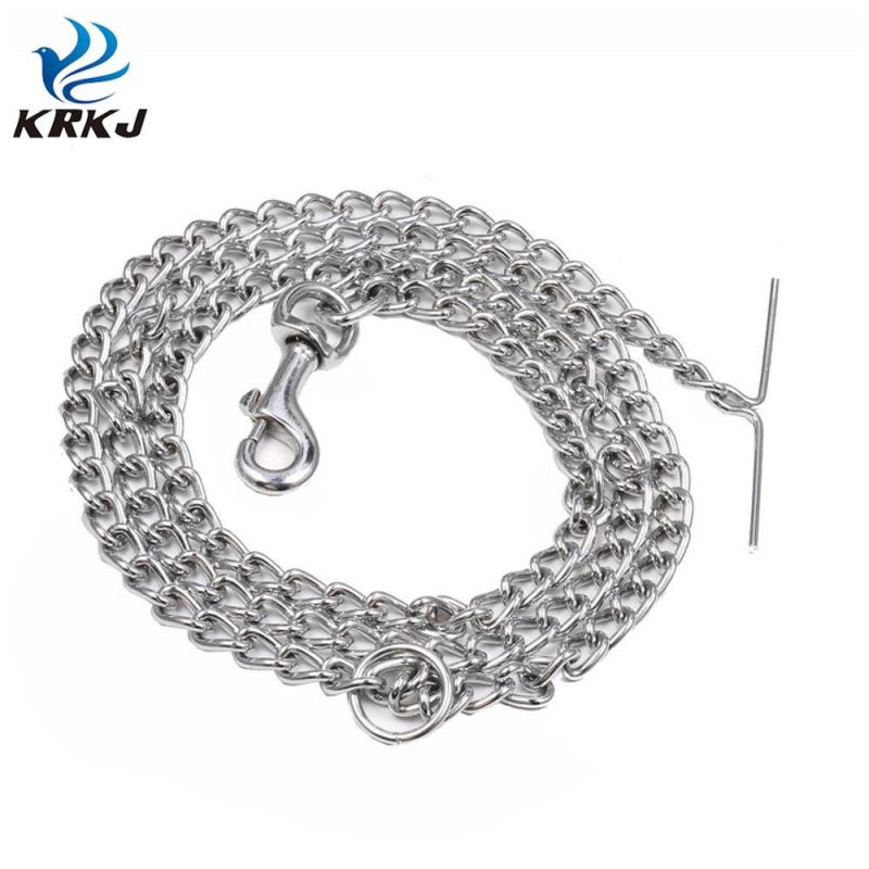 Suitable for Different Sizes Dogs 180cm Length Pet "T" Handle Design Metal Training Chain Leash Lead with Loop
